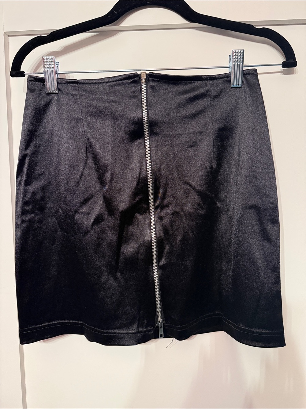 Frederick's of Hollywood Black Zip-Front Mini Skirt